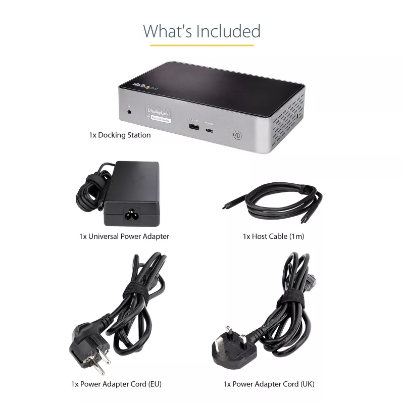 StarTech.com Stacja dokująca USB-C – 4K 60Hz, cztery monitory DisplayPort i HDMI – Uniwersalna stacja dokująca USB-C z zasilaniem 100W – Hub USB z 1x USB Type-C i 3x USB-A, Ethernet, Audio