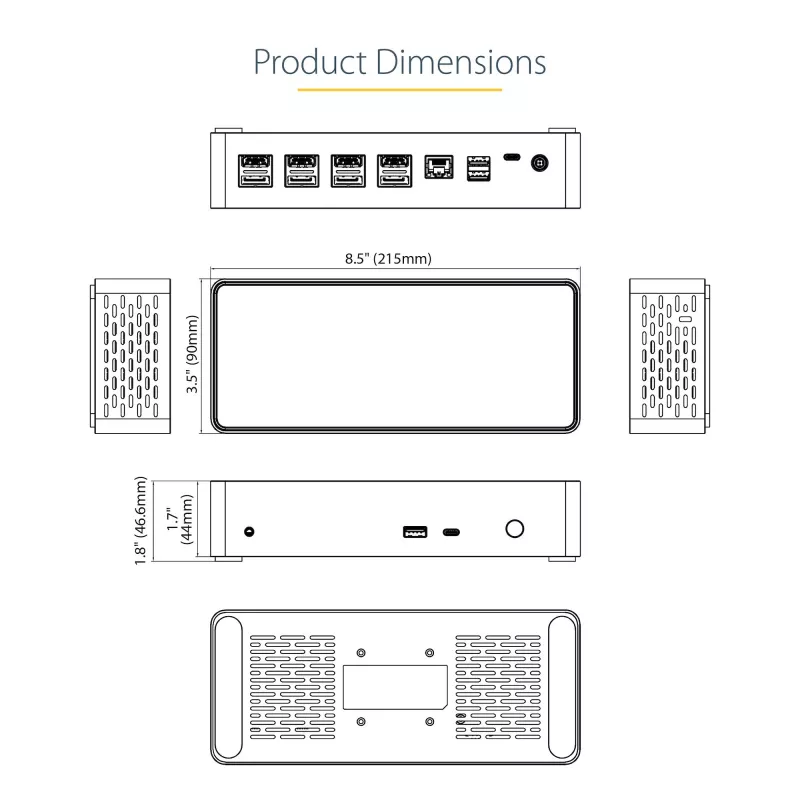 StarTech.com Stacja dokująca USB-C – 4K 60Hz, cztery monitory DisplayPort i HDMI – Uniwersalna stacja dokująca USB-C z zasilaniem 100W – Hub USB z 1x USB Type-C i 3x USB-A, Ethernet, Audio