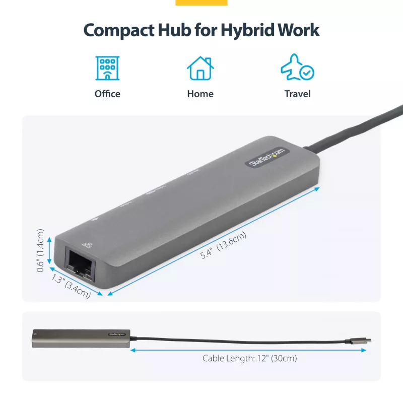 StarTech.com Hub wieloportowy USB-C, USB-C do 4K 60Hz HDMI, Gigabit Ethernet i ładowanie laptopa 100W dla Macbook Pro / Air i Windows