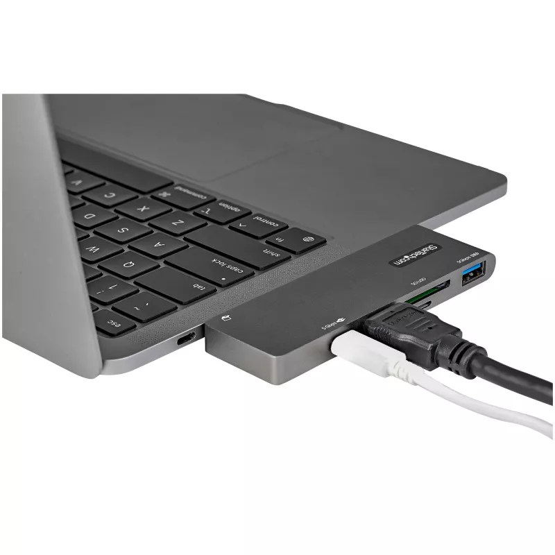 StarTech.com Wieloportowy adapter USB C do MacBook Pro/Air - USB Typu-C do 4K HDMI, 100W Power Delivery Pass-through, gniazdo SD/MicroSD, 2-portowy hub USB 3.0 - Przenośna mini stacja dokująca USB-C