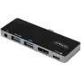 StarTech.com Wieloportowy adapter USB C - USB-C do 4K 60Hz HDMI 2.0, ładowanie przelotowe Power Delivery 100W, 3-portowy hub USB 3.0, audio - Minidok USB-C - Przenośna stacja podróżna USB Type-C