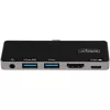 StarTech.com Wieloportowy adapter USB C - USB-C do 4K 60Hz HDMI 2.0, ładowanie przelotowe Power Delivery 100W, 3-portowy hub USB 3.0, audio - Minidok USB-C - Przenośna stacja podróżna USB Type-C