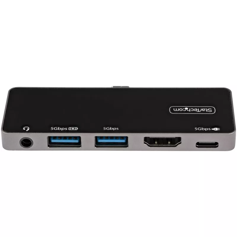StarTech.com Wieloportowy adapter USB C - USB-C do 4K 60Hz HDMI 2.0, ładowanie przelotowe Power Delivery 100W, 3-portowy hub USB 3.0, audio - Minidok USB-C - Przenośna stacja podróżna USB Type-C