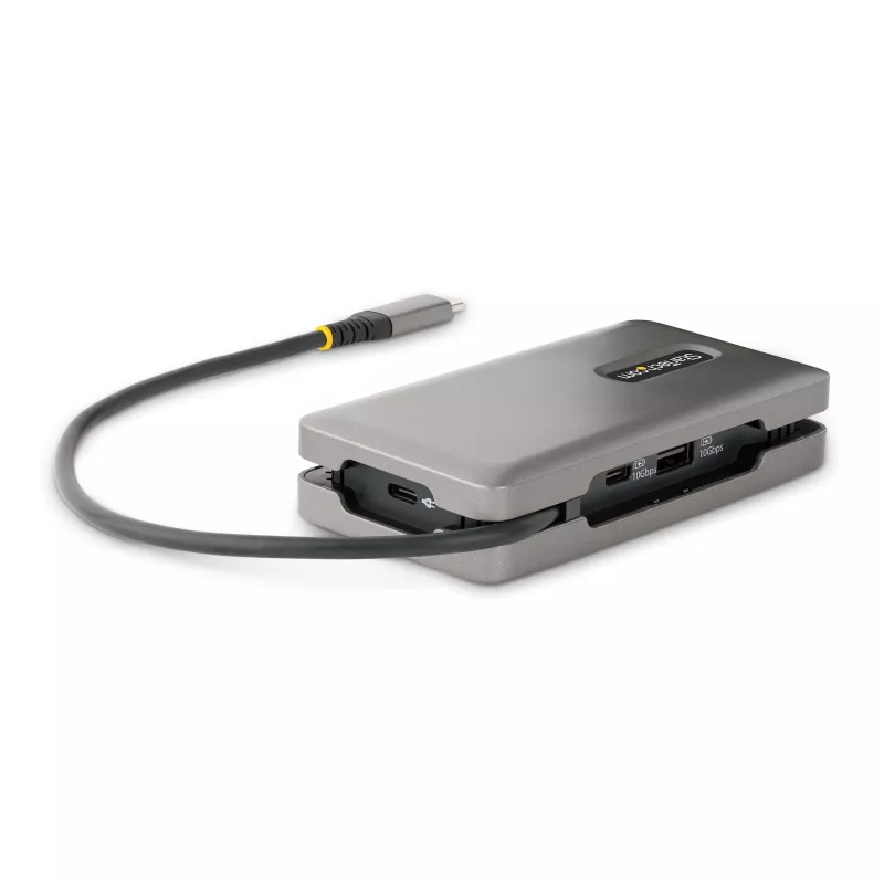 StarTech.com USB-C Multiport Adapter - 4K 60Hz HDMI/DP - 3-Port USB Hub - 100W Power Delivery Pass-Through - GbE - Travel Mini Docking Station w/ Charging - 1ft/30cm Wrap-Around kabel