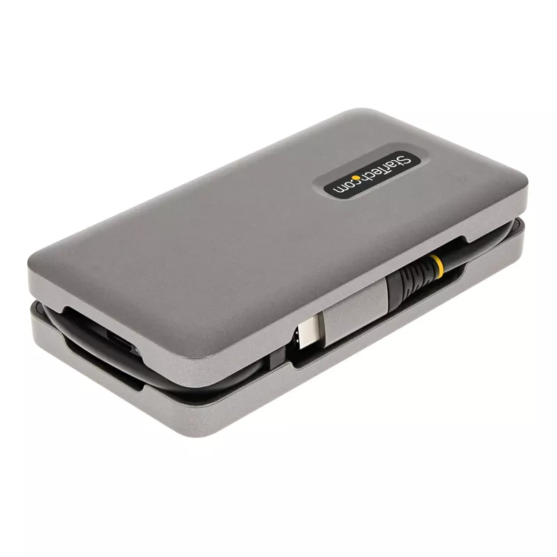 StarTech.com USB-C Multiport Adapter - 4K 60Hz HDMI/DP - 3-Port USB Hub - 100W Power Delivery Pass-Through - GbE - Travel Mini Docking Station w/ Charging - 1ft/30cm Wrap-Around kabel