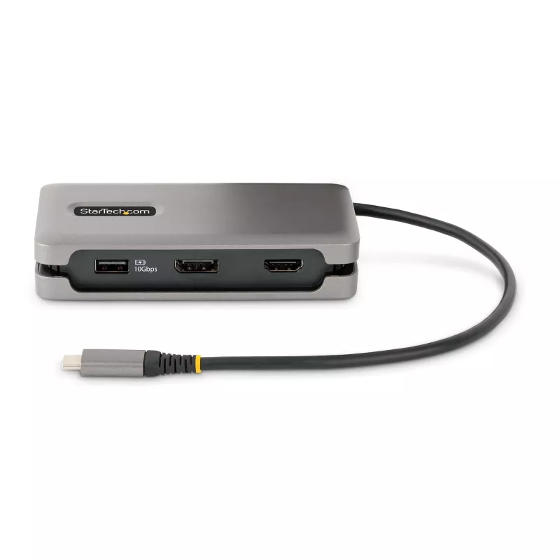 StarTech.com USB-C Multiport Adapter - 4K 60Hz HDMI/DP - 3-Port USB Hub - 100W Power Delivery Pass-Through - GbE - Travel Mini Docking Station w/ Charging - 1ft/30cm Wrap-Around kabel