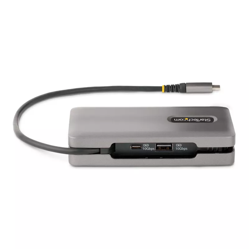 StarTech.com USB-C Multiport Adapter - 4K 60Hz HDMI/DP - 3-Port USB Hub - 100W Power Delivery Pass-Through - GbE - Travel Mini Docking Station w/ Charging - 1ft/30cm Wrap-Around kabel