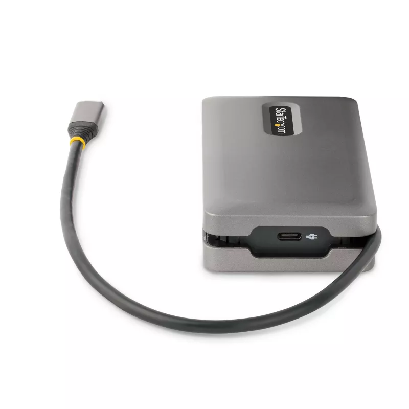 StarTech.com USB-C Multiport Adapter - 4K 60Hz HDMI/DP - 3-Port USB Hub - 100W Power Delivery Pass-Through - GbE - Travel Mini Docking Station w/ Charging - 1ft/30cm Wrap-Around kabel
