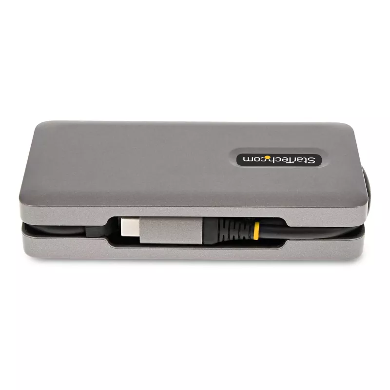 StarTech.com USB-C Multiport Adapter - 4K 60Hz HDMI/DP - 3-Port USB Hub - 100W Power Delivery Pass-Through - GbE - Travel Mini Docking Station w/ Charging - 1ft/30cm Wrap-Around kabel