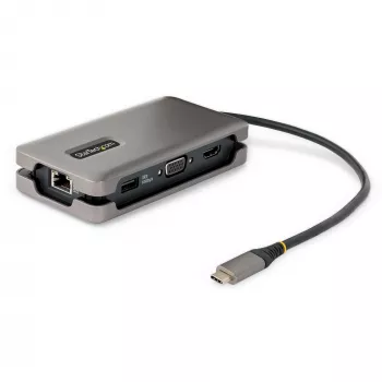 StarTech.com USB-C Multiport Adapter - HDMI/VGA - 4K 60Hz - 3-Port USB Hub - 100W Power Delivery Pass-Through - GbE - Travel Mini Docking Station w/ Charging - 1ft/30cm Wrap-Around kabel