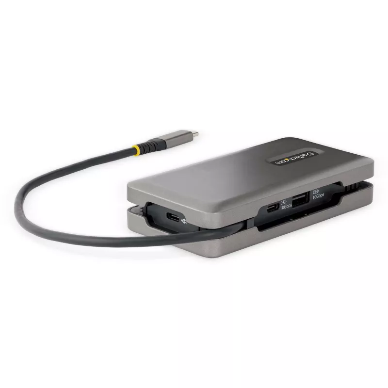 StarTech.com USB-C Multiport Adapter - HDMI/VGA - 4K 60Hz - 3-Port USB Hub - 100W Power Delivery Pass-Through - GbE - Travel Mini Docking Station w/ Charging - 1ft/30cm Wrap-Around kabel