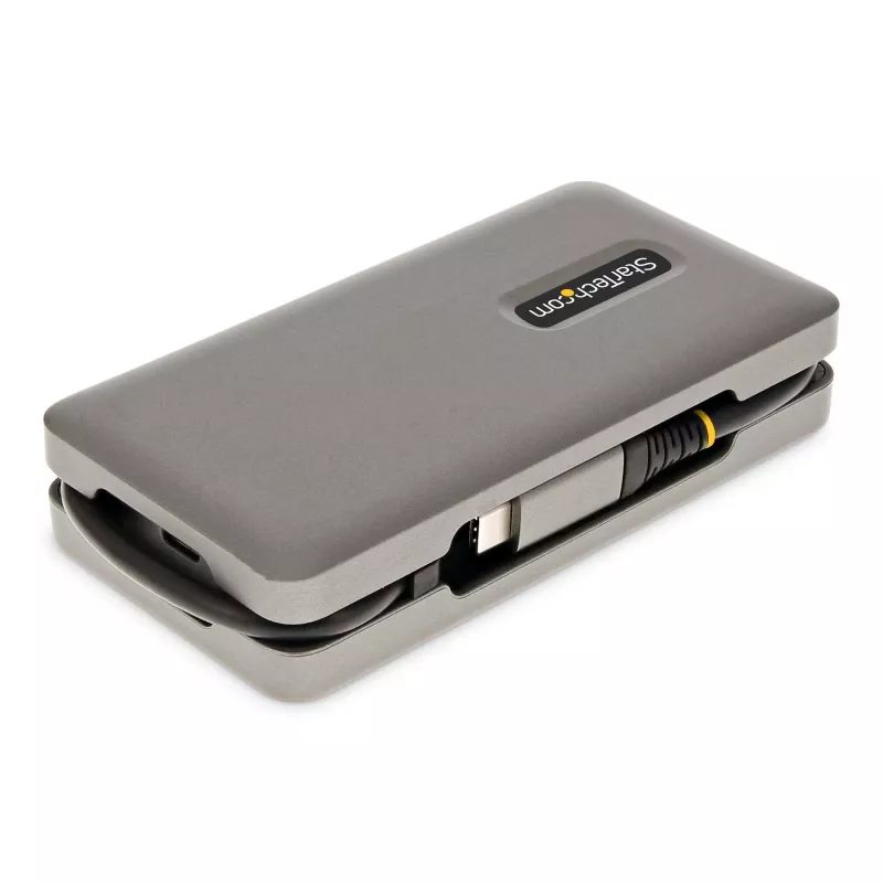 StarTech.com USB-C Multiport Adapter - HDMI/VGA - 4K 60Hz - 3-Port USB Hub - 100W Power Delivery Pass-Through - GbE - Travel Mini Docking Station w/ Charging - 1ft/30cm Wrap-Around kabel