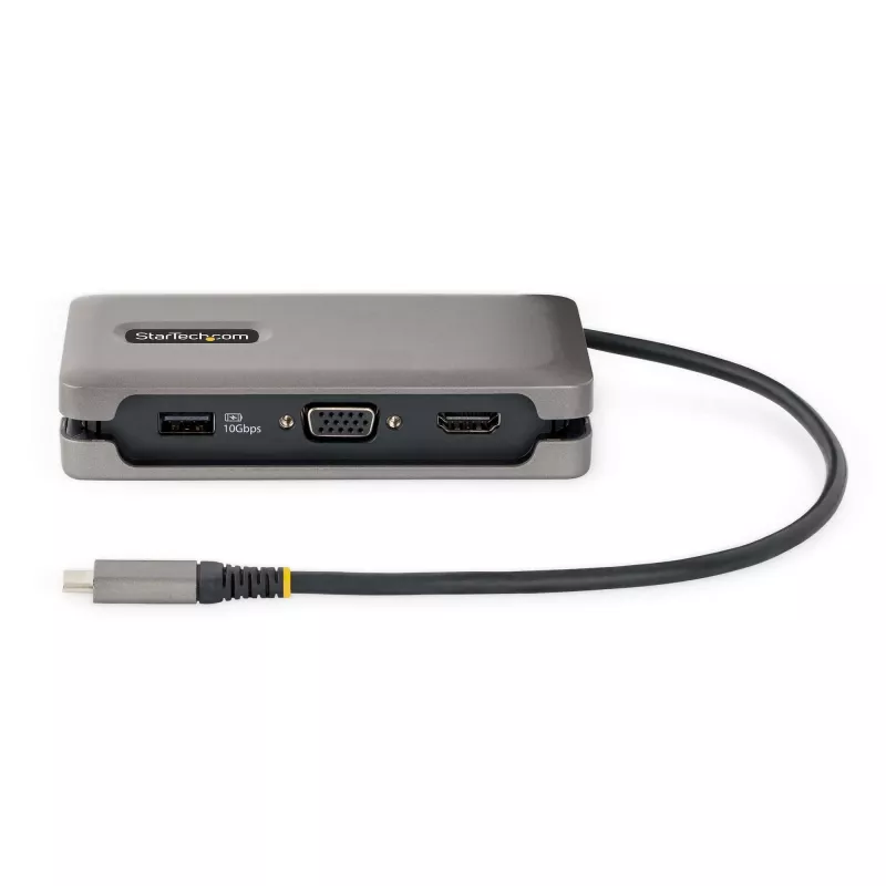 StarTech.com USB-C Multiport Adapter - HDMI/VGA - 4K 60Hz - 3-Port USB Hub - 100W Power Delivery Pass-Through - GbE - Travel Mini Docking Station w/ Charging - 1ft/30cm Wrap-Around kabel