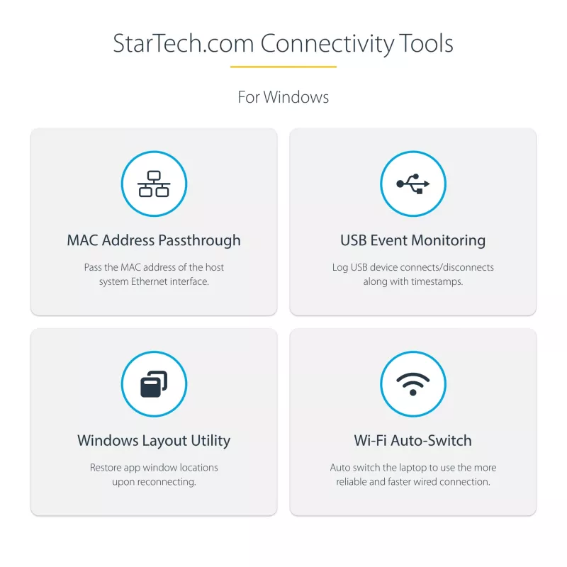 StarTech.com USB-C Multiport Adapter - HDMI/VGA - 4K 60Hz - 3-Port USB Hub - 100W Power Delivery Pass-Through - GbE - Travel Mini Docking Station w/ Charging - 1ft/30cm Wrap-Around kabel