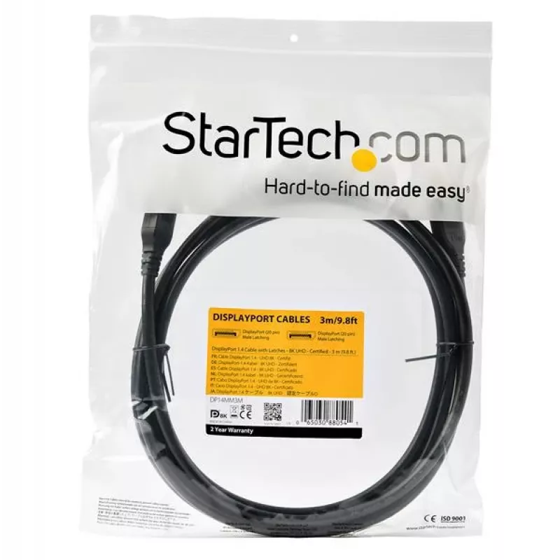 StarTech.com Kabel DisplayPort 1.4 certyfikowany przez VESA, 3 m, 8K 60 Hz HBR3 HDR, przewód monitorowy Ultra HD DisplayPort do DisplayPort, kabel wideo 4K 120 Hz DP 1.4, wtyk męski / wtyk męski