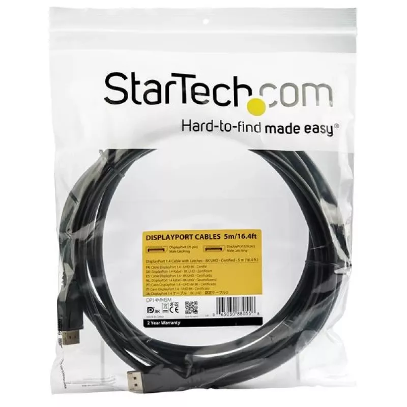 StarTech.com 16ft (5m) VESA Certified DisplayPort 1.4 kabel, 8K 60Hz HBR3 HDR, UHD DisplayPort to DisplayPort Monitor Cord, Ultra HD 4K 120Hz DP 1.4 Video kabel M/M DP Connector