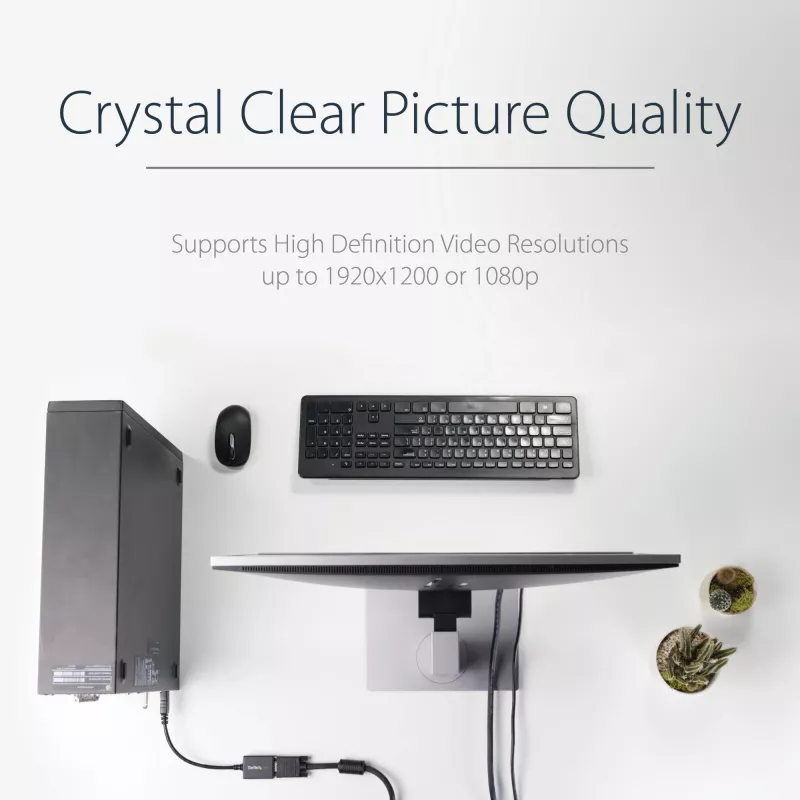 StarTech.com DisplayPort to VGA Adapter - Active DP to VGA Converter - 1080p Video - DisplayPort Certified - DP/DP++ Source to VGA Monitor adapter kablowy Dongle - Latching DP Connector