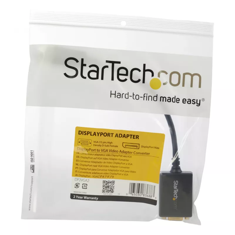 StarTech.com DisplayPort to VGA Adapter - Active DP to VGA Converter - 1080p Video - DisplayPort Certified - DP/DP++ Source to VGA Monitor adapter kablowy Dongle - Latching DP Connector