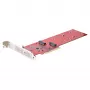 Karta adaptera StarTech.com Dual M.2 PCIe SSD, PCIe x8 / x16 na dwa dyski SSD NVMe lub AHCI M.2, PCI Express 4.0, 7,8 GBps na dysk, wymagana bifurkacja - kompatybilna z Windows/Linux