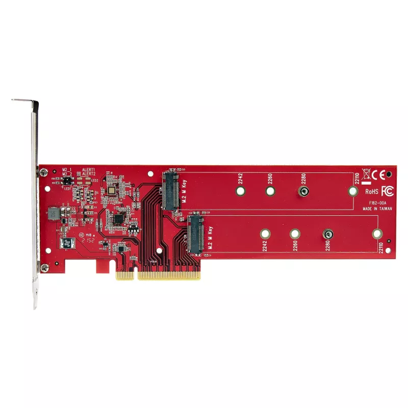 Karta adaptera StarTech.com Dual M.2 PCIe SSD, PCIe x8 / x16 na dwa dyski SSD NVMe lub AHCI M.2, PCI Express 4.0, 7,8 GBps na dysk, wymagana bifurkacja - kompatybilna z Windows/Linux
