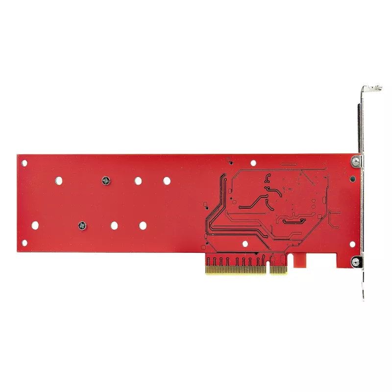 Karta adaptera StarTech.com Dual M.2 PCIe SSD, PCIe x8 / x16 na dwa dyski SSD NVMe lub AHCI M.2, PCI Express 4.0, 7,8 GBps na dysk, wymagana bifurkacja - kompatybilna z Windows/Linux