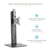 StarTech.com Wolnostojący pojedynczy uchwyt do monitora - Regulowany wysokością stojak na monitor - Do monitorów z mocowaniem VESA do 32 cali (15 funtów/7 kg) - Ergonomiczny stojak na monitor na biurko - Pochylenie/obrót/rotacja