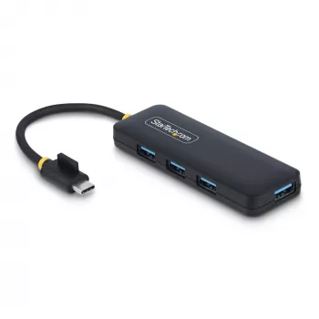 StarTech.com 4-portowy hub USB-C, 5 Gb/s, USB-C na 4x USB-A, zasilany z magistrali, kompaktowy mini hub podróżny, wieloportowy rozdzielacz USB 3.0, przenośny hub, zabezpieczenie nadprądowe