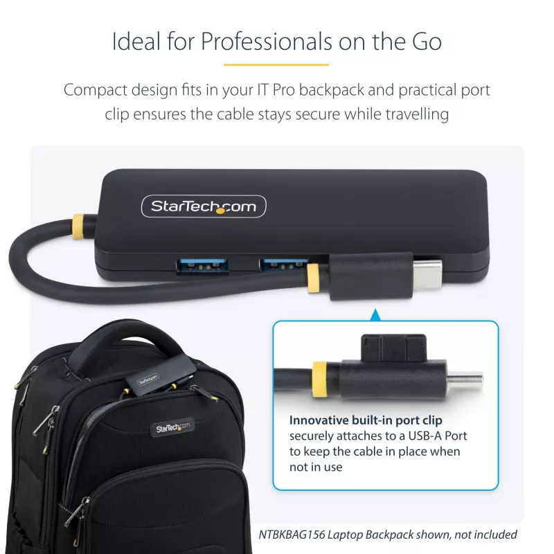 StarTech.com 4-portowy hub USB-C, 5 Gb/s, USB-C na 4x USB-A, zasilany z magistrali, kompaktowy mini hub podróżny, wieloportowy rozdzielacz USB 3.0, przenośny hub, zabezpieczenie nadprądowe