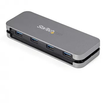 StarTech.com 4-portowy hub USB 3.0 - USB-A na 4x USB-A - SuperSpeed 5 Gb/s przenośny hub USB 3.2 Gen 1 Typ-A - zasilany z magistrali USB - hub USB do laptopa/komputera stacjonarnego z długim kablem 28 cm i systemem zarządzania kablem