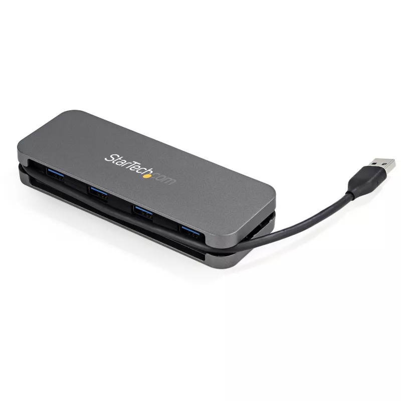 StarTech.com 4-portowy hub USB 3.0 - USB-A na 4x USB-A - SuperSpeed 5 Gb/s przenośny hub USB 3.2 Gen 1 Typ-A - zasilany z magistrali USB - hub USB do laptopa/komputera stacjonarnego z długim kablem 28 cm i systemem zarządzania kablem