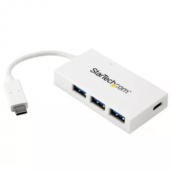 StarTech.com HB30C3A1CFBW 4-portowy hub USB-C, 1x USB-C + 3x USB-A, USB 3.0 SuperSpeed 5Gbps, przenośny, biały