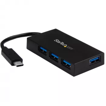 StarTech.com 4-portowy hub USB-C – hub USB Type-C z 4 portami USB-A (USB 3.0/3.1 Gen 1 SuperSpeed 5 Gb/s) – zasilanie z magistrali USB lub własne – przenośny hub USB-C na USB-A BC 1.2 z funkcją ładowania i adapterem zasilania~4-portowy hub USB-C – hub USB Type-C z 4 portami USB-A, hub USB 3.0 (5 Gb/s) – zasilanie z magistrali USB lub własne – przenośny hub USB-C na USB-A BC 1.2 z funkcją…