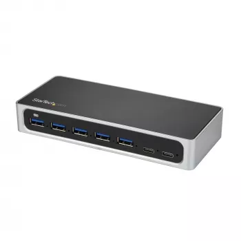 StarTech.com 7-portowy hub USB-C z portem szybkiego ładowania – USB-C na 5x USB-A i 2x USB-C (USB 3.0 SuperSpeed 5 Gb/s) – samo-zasilany hub USB 3.2 Gen 1 typ-C z zasilaczem – do laptopa/komputera stacjonarnego