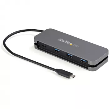 StarTech.com 4-portowy hub USB-C – 3x USB-A/1x USB-C – 5Gbps USB 3.0 hub Type-C (3.2/3.1 Gen 1) – Zasilany magistralą – Przenośny adapter USB-C na USB-A – Kabel o długości 28,5 cm (11,2 cala) z systemem zarządzania kablami~4-portowy hub USB-C – 3x USB-A/1x USB-C – USB 3.0 hub Type-C – USB 3.2 Gen 1 (5Gbps) – Zasilany magistralą – Przenośny adapter USB-C na USB-A – Kabel o długości 11,2 cala…