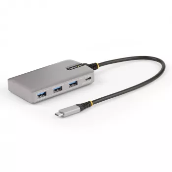 StarTech.com 4-portowy hub USB-C z wyjściem wideo USB-C DP Alt Mode 4K 60 Hz – 3x USB-A, 1x USB Type-C, zasilanie przejściowe 100 W Power Delivery, USB 3.2 10 Gb/s, kabel 30 cm, przenośny hub USB