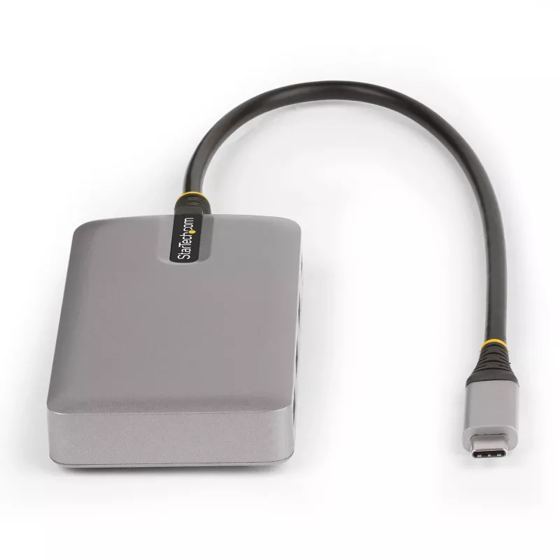StarTech.com 4-portowy hub USB-C z wyjściem wideo USB-C DP Alt Mode 4K 60 Hz – 3x USB-A, 1x USB Type-C, zasilanie przejściowe 100 W Power Delivery, USB 3.2 10 Gb/s, kabel 30 cm, przenośny hub USB