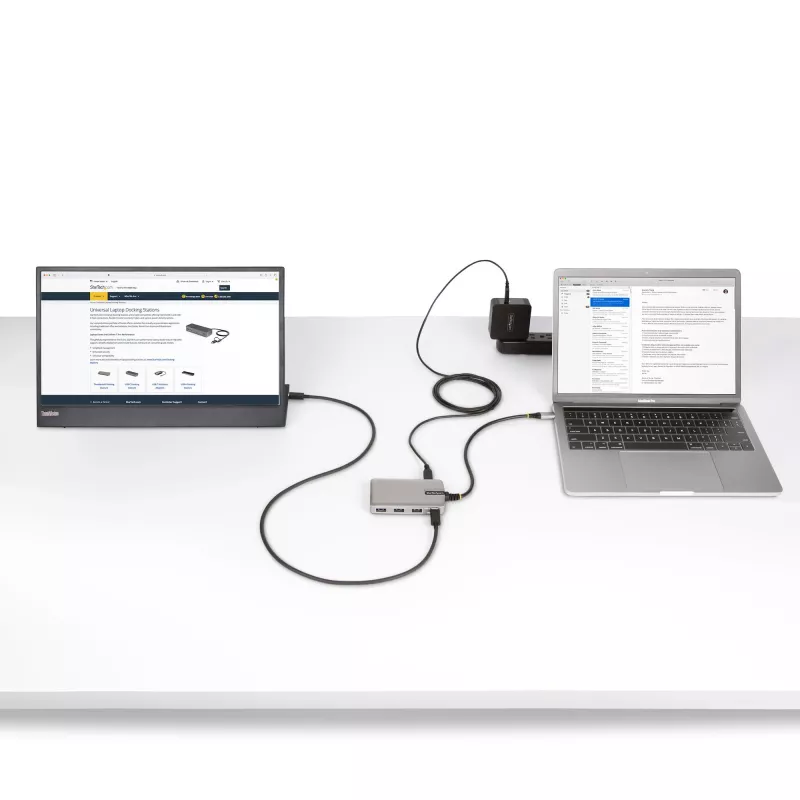 StarTech.com 4-portowy hub USB-C z wyjściem wideo USB-C DP Alt Mode 4K 60 Hz – 3x USB-A, 1x USB Type-C, zasilanie przejściowe 100 W Power Delivery, USB 3.2 10 Gb/s, kabel 30 cm, przenośny hub USB