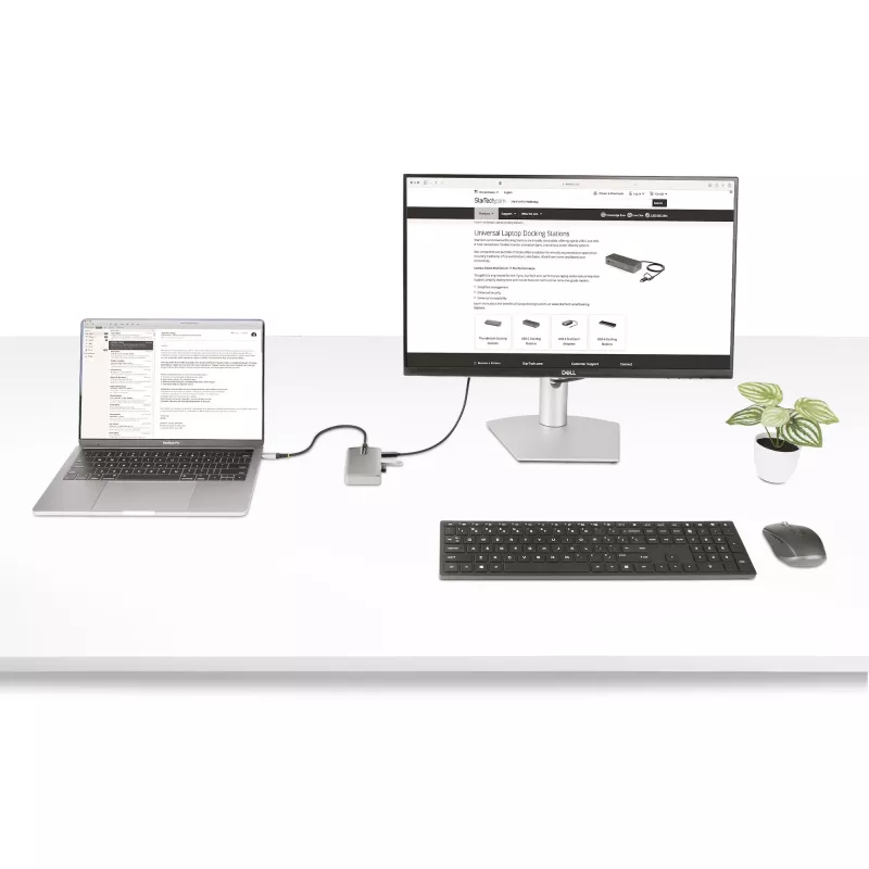 StarTech.com 4-portowy hub USB-C z wyjściem wideo USB-C DP Alt Mode 4K 60 Hz – 3x USB-A, 1x USB Type-C, zasilanie przejściowe 100 W Power Delivery, USB 3.2 10 Gb/s, kabel 30 cm, przenośny hub USB
