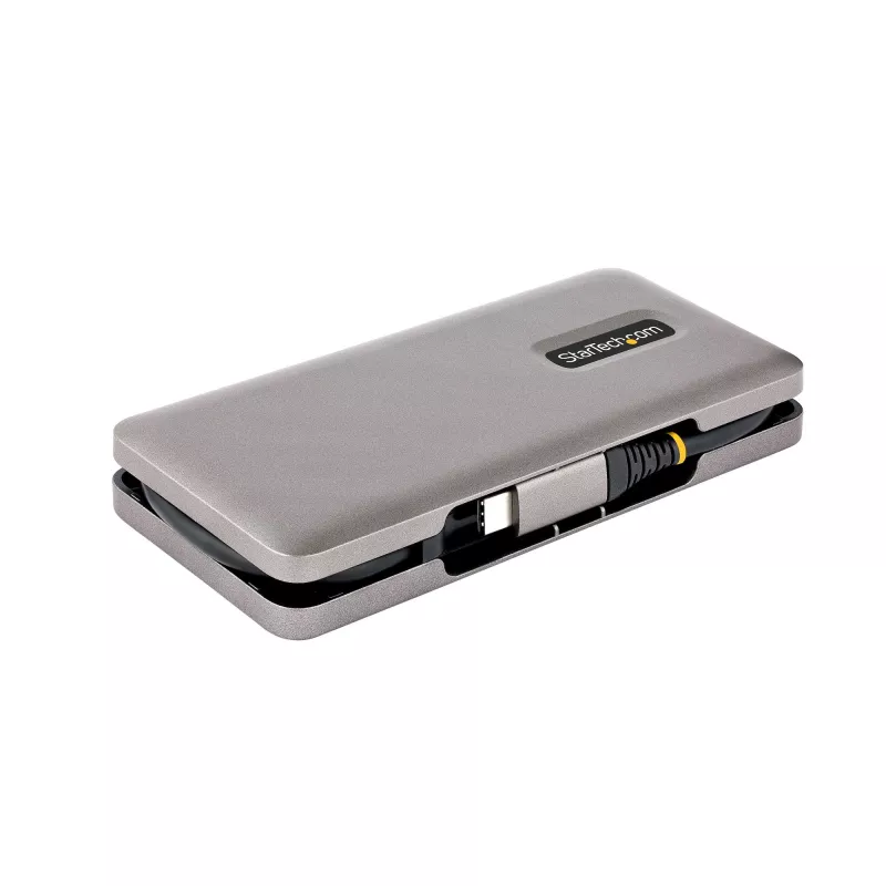 StarTech.com 4-portowy hub USB-C, 4x porty USB-C, USB 3.2 Gen 2 (10 Gb/s) – przenośny hub USB-C z przejściowym zasilaniem Power Delivery 100 W – hub USB typu C z owijanym kablem 12.6 cala/32 cm
