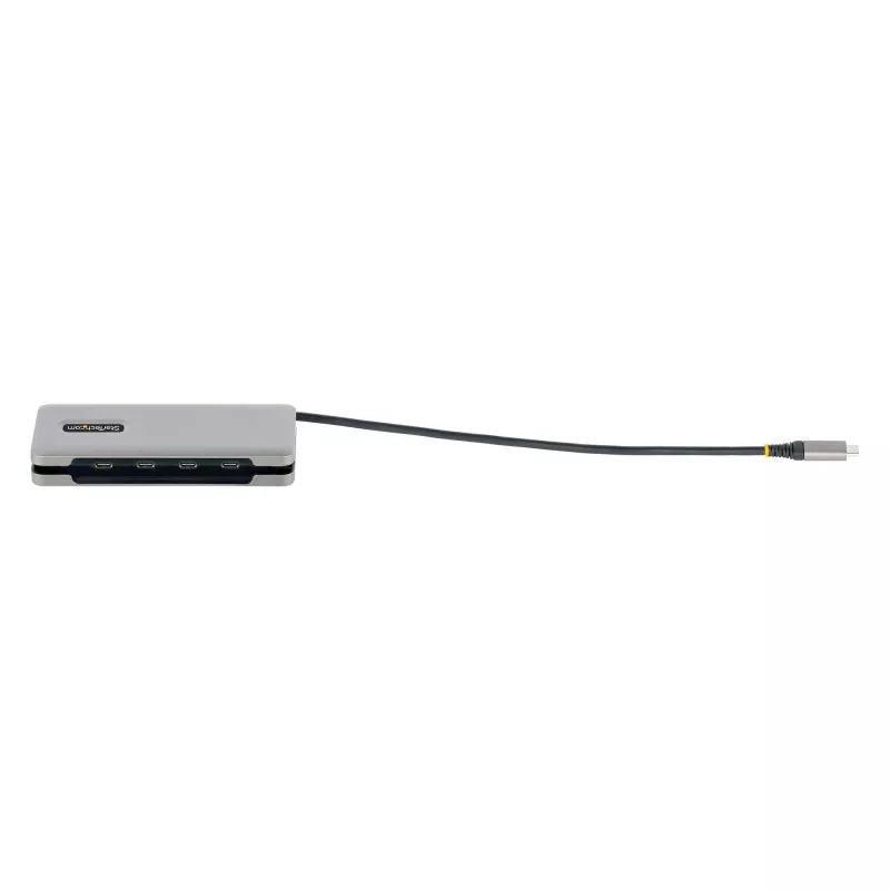 StarTech.com 4-portowy hub USB-C, 4x porty USB-C, USB 3.2 Gen 2 (10 Gb/s) – przenośny hub USB-C z przejściowym zasilaniem Power Delivery 100 W – hub USB typu C z owijanym kablem 12.6 cala/32 cm