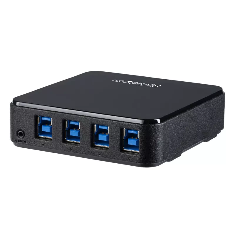 StarTech.com 4 do 4 USB 3.0 Przełącznik do współdzielenia urządzeń peryferyjnych, 5 Gbit/s, Micro-USB Type-B, Czarny, Plastik, CE, FCC, REACH, 0 - 40 °C
