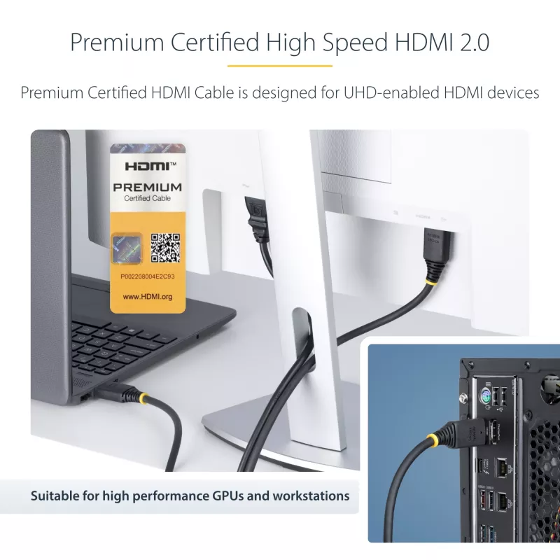 StarTech.com 4m (13ft) Premium Certified High Speed HDMI kabel, 4K 60Hz/1440p 144Hz, HDR10/HDCP 2.2/ARC, 18Gbps, UHD HDMI 2.0 Cord for TV/Monitor/Display, TPE Jacket