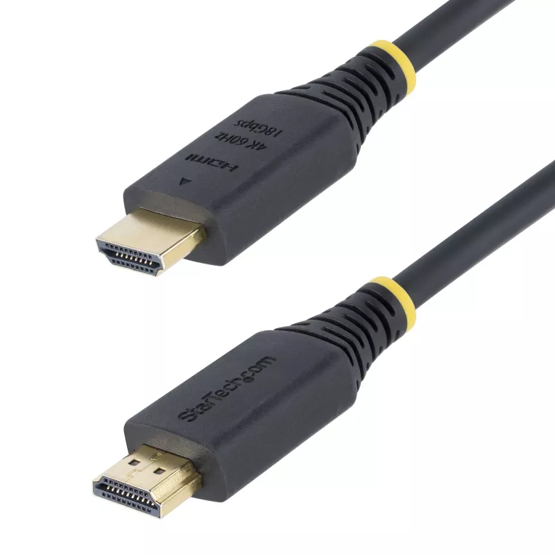 StarTech.com 1.6 stopy (50 cm) Premium certyfikowany szybki kabel HDMI, 4K 60 Hz/1440p 144 Hz, HDR10/HDCP 2.2/ARC, 18 Gb/s, przewód UHD HDMI 2.0 do telewizora/monitora/wyświetlacza, powłoka TPE