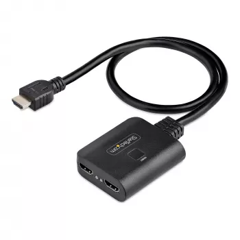 StarTech.com 2-Portowy Rozdzielacz HDMI, 4K 60Hz HDMI 2.0 Video, Rozdzielacz HDMI 4K 1 We 2 Wy, Rozdzielacz Wyświetlania/Wyjścia HDMI 1x2, HDR/HDCP, Wbudowany Kabel HDMI 20 cali (50 cm)