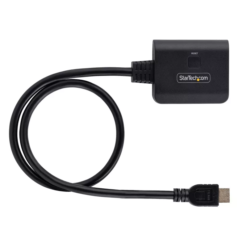 StarTech.com 2-Portowy Rozdzielacz HDMI, 4K 60Hz HDMI 2.0 Video, Rozdzielacz HDMI 4K 1 We 2 Wy, Rozdzielacz Wyświetlania/Wyjścia HDMI 1x2, HDR/HDCP, Wbudowany Kabel HDMI 20 cali (50 cm)