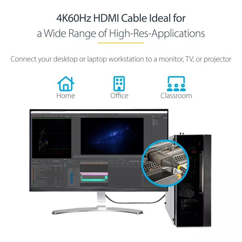 StarTech.com 3ft (1m) Premium Certified HDMI 2.0 kabel - High Speed Ultra HD 4K 60Hz HDMI kabel with Ethernet - HDR10, ARC - UHD HDMI Video Cord - For UHD Monitors, TVs, Displays - M/M