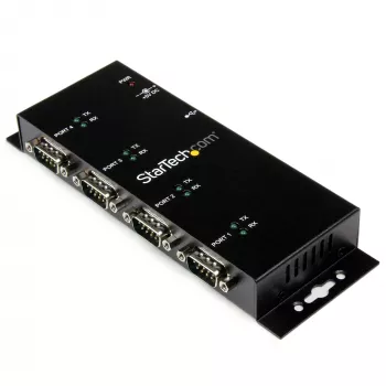 StarTech.com 4-portowy przemysłowy koncentrator szeregowy USB na RS232 DB9 – do montażu na szynie DIN i ścianie