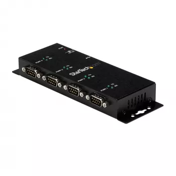 StarTech.com 4-portowy przemysłowy koncentrator szeregowy USB na RS232 DB9 – do montażu na szynie DIN i ścianie