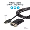 StarTech.com 6ft (1.8m) 1-Port USB na szeregowy RS232 Adapter, FTDI DB9 Szeregowy przewód adaptera DCE, Null Modem, USB 2.0 - TAA