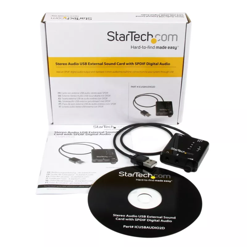 StarTech.com USB Stereo Audio Adapter Zewnętrzna karta dźwiękowa z cyfrowym wyjściem audio SPDIF i mikrofonem stereo
